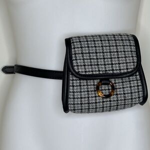 Urban Outfitters Structured Mini Belt Bag Plaid Check Black Grey Travel Casual